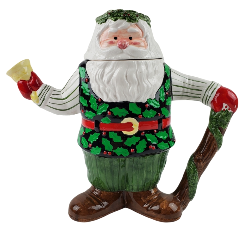 Potpourri Design vintage hand painted Santa ceramic tea pot